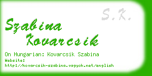 szabina kovarcsik business card